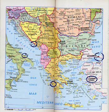 cartina Grecia e Turchia crociera Costa Serena